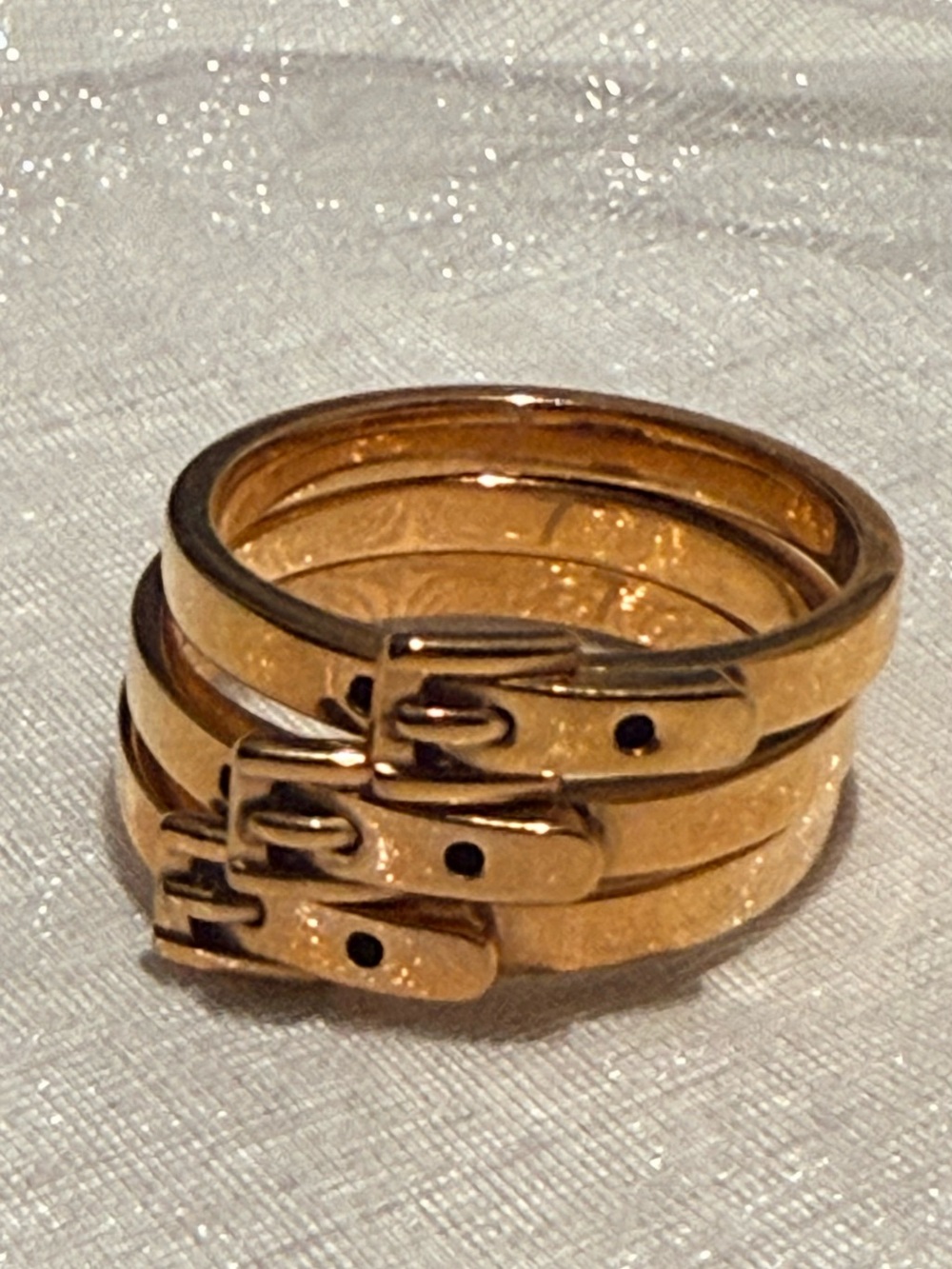 Michael Kors Rose Gold-Tone Triple Buckle Stack Ring
